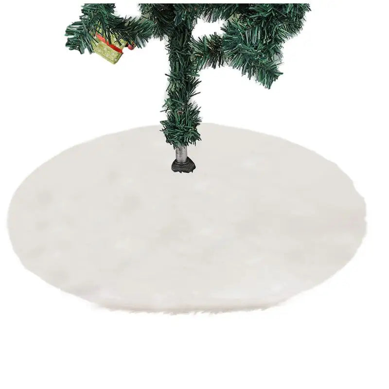 White Plush Tree Skirt with Silver Sequin Snowflake