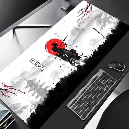 Tapis de souris de jeu Samurai Warrior - Accessoire de tapis de bureau noir