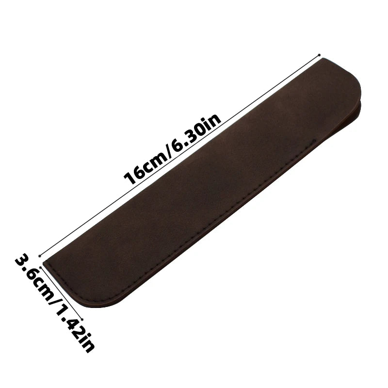 Soft PU Leather Pencil Case - Single Pen Holder, Stationery Storage for Office and School