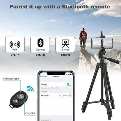 100cm Phone Tripod Stand with Bluetooth Remote Universal Camera Video Recording Photography Tripod