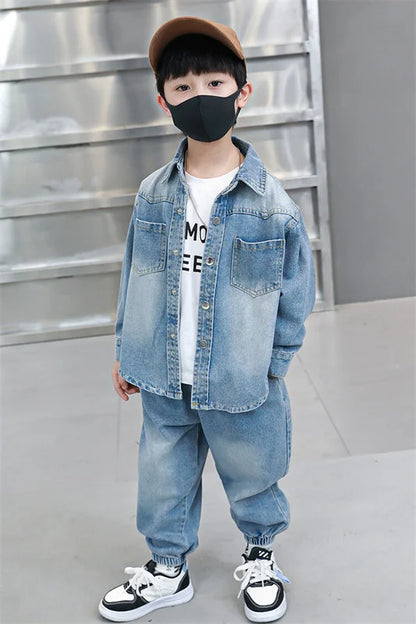 Boys Denim Jacket & Casual Outfit Set