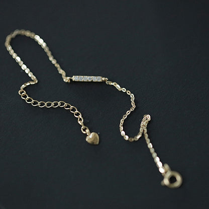 Zircon Row Charm Bracelet - Elegant 925 Silver