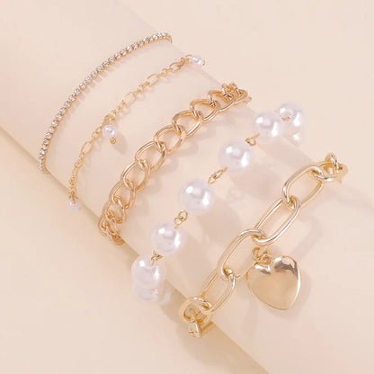 Bracelets en perles d'or géométriques pour femmes
