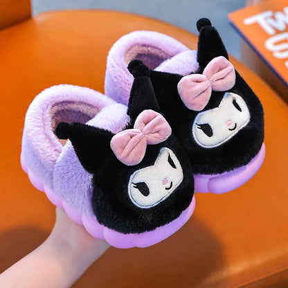 Cartoon Fluffy Kids' Non-Slip Warm Winter Slippers