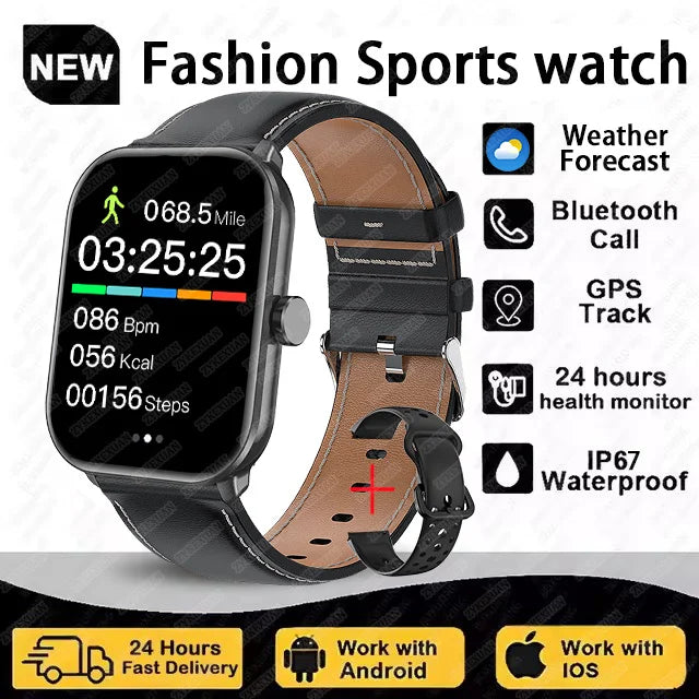 Men's Swim Sport Smartwatch - 50m Depth IP68 Waterproof