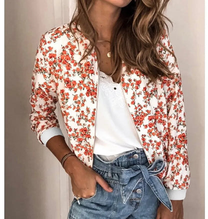 Blouson aviateur à imprimé floral pour femme