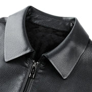 Men's Genuine Leather Stand Collar Jacket