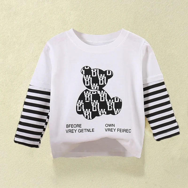 Baby Girls Cartoon Striped T-Shirt