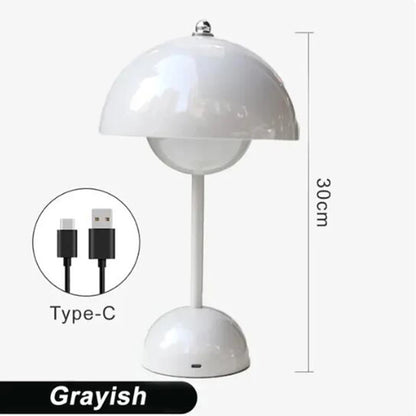 Lampe de table LED rechargeable en forme de bouton de fleur de champignon - Décor moderne