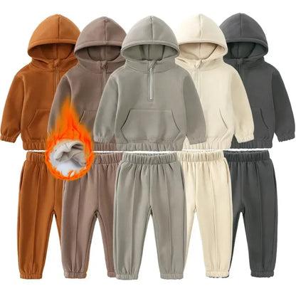 Toddler Winter Clothing with Plush Hooded Sweater