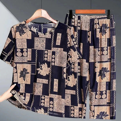 2PCS Women Summer Half Sleeve Blouse Tracksuit