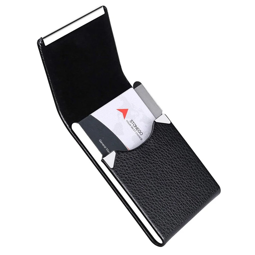 Slim PU Leather Magnetic Business Card Holder Case