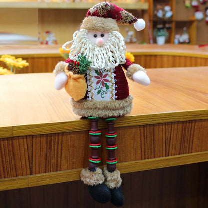 Décoration de table en peluche avec renne du Père Noël et bonhomme de neige