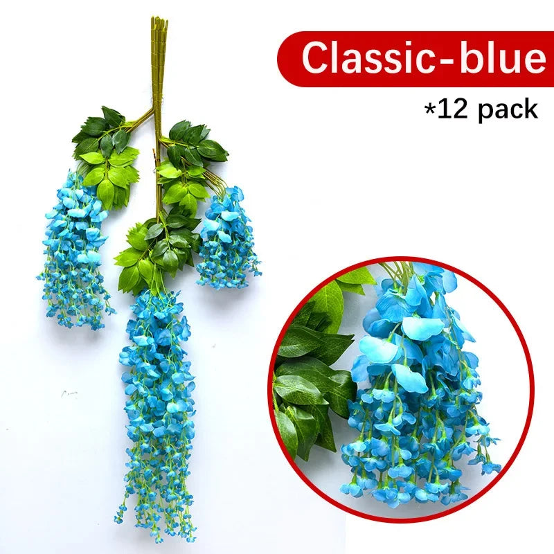 Künstliche Glyzinien-Girlande zum Aufhängen, Rot, 12 Stück