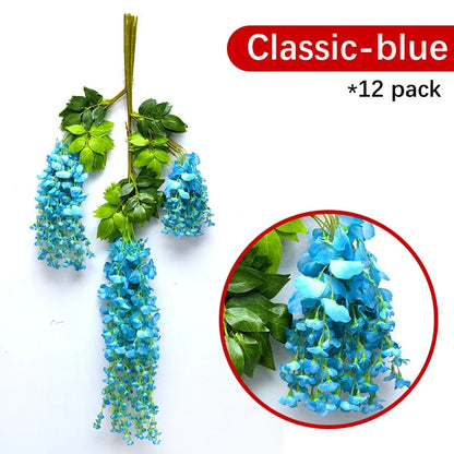 Künstliche Glyzinien-Girlande zum Aufhängen, Rot, 12 Stück