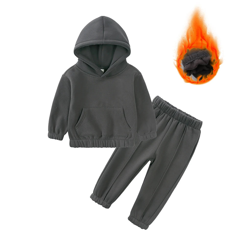 Toddler Winter Clothing with Plush Hooded Sweater