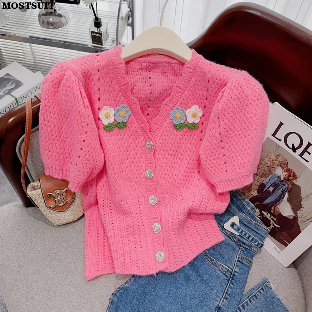 Rainbow Stripe Knitted Cardigan Set