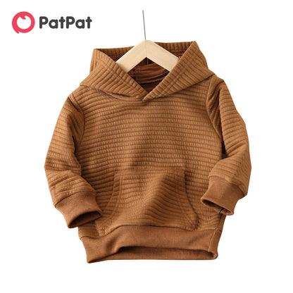 Toddler Solid Color Textured Hoodie Sweatshirt