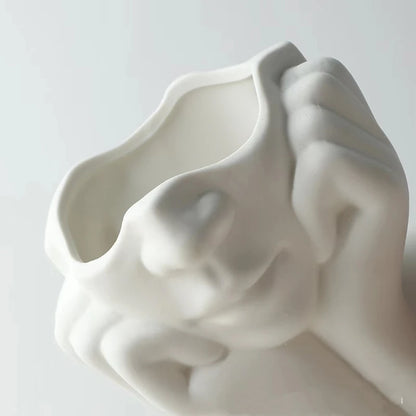 Shy Girl White Ceramic Body Art Flower Vase