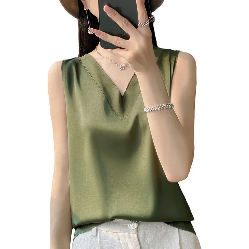 White Vintage Silk Tunic - Blouse for Women