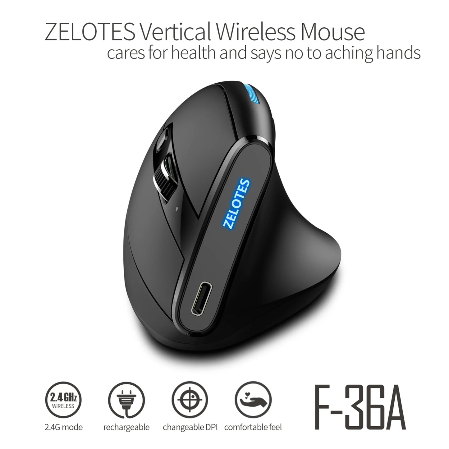 Black F-36A Wireless Mouse with Charging