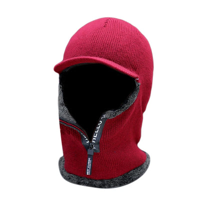 Men's Winter Wool Hat & Scarf Set - Windproof Knitted Cap