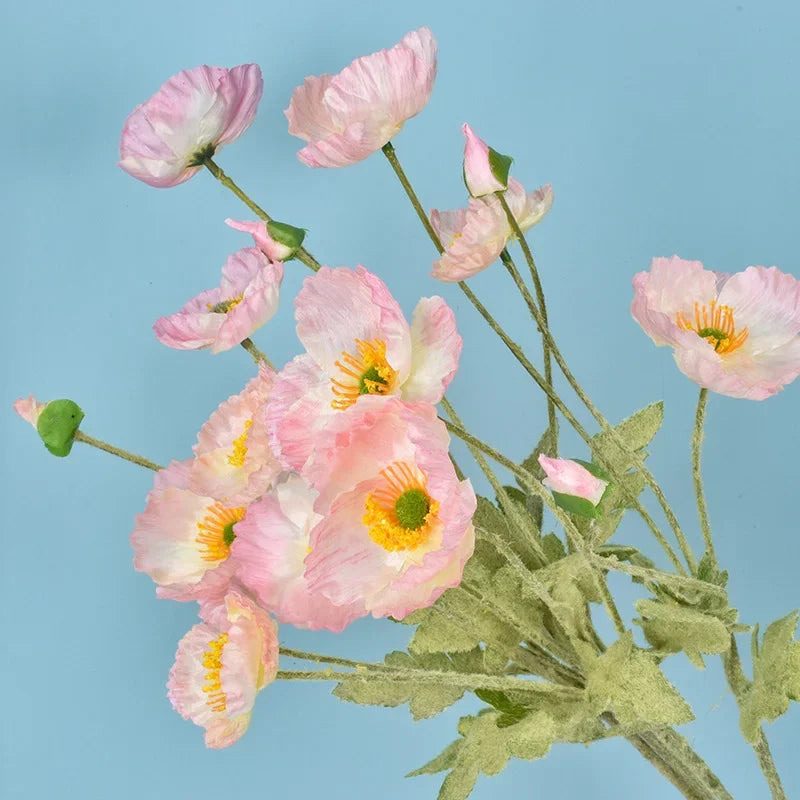 Fleurs de pavot en soie - Longue tige pour la maison
