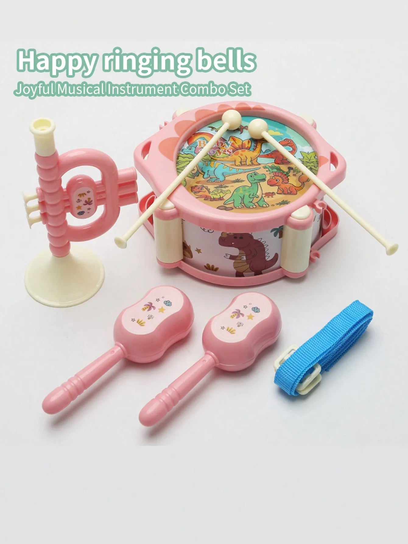 Un ensemble de jouets pour enfants, tambour et trompette