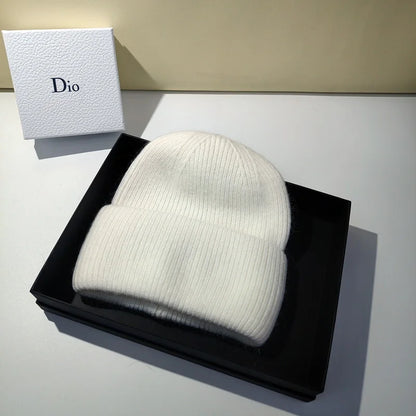 Women's Winter Knitted Beanie - Warm Cashmere Wool & Rabbit Fur Ski Hat