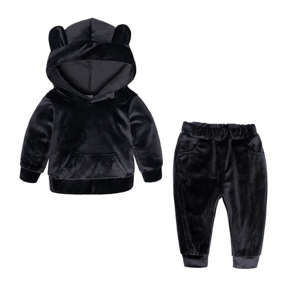 Boys Girls Velvet Hooded Baby Coats