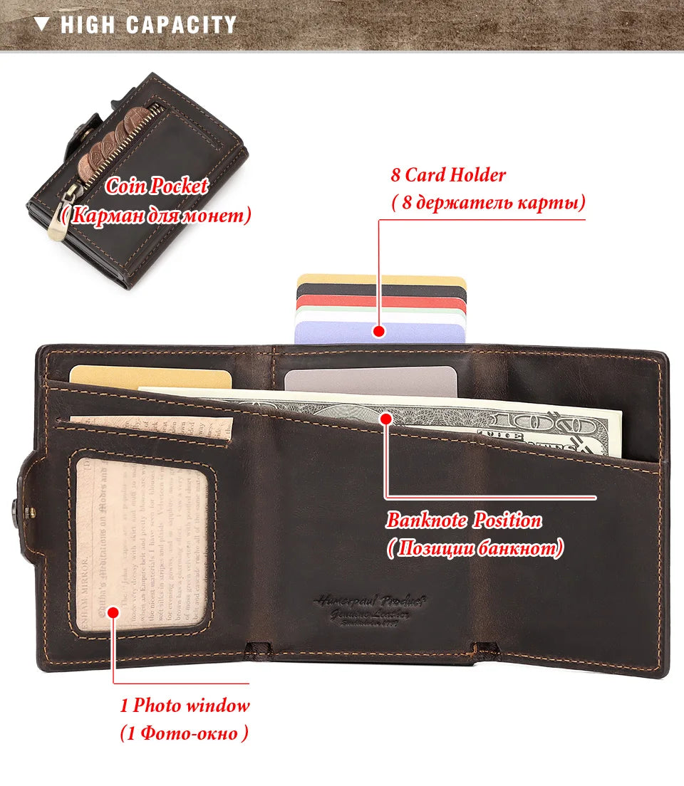 New Automatic Card Holder Genuine Leather Wallet