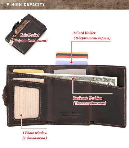 New Automatic Card Holder Genuine Leather Wallet
