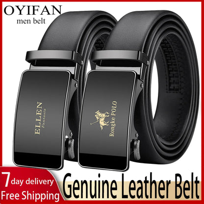 OYIFAN Ceinture à cliquet en cuir véritable