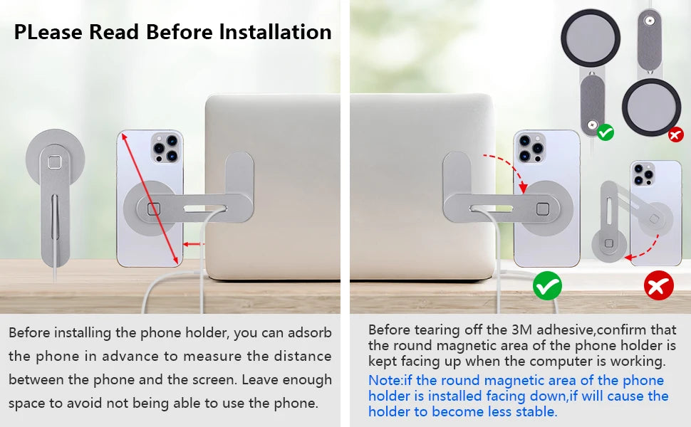 Magnetic Phone Laptop Side Mount Stand Holder