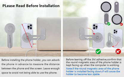 Magnetic Phone Laptop Side Mount Stand Holder