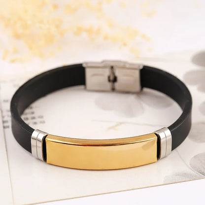 Stainless Steel Leather Charm Bracelet