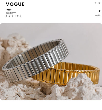 Bracelet jonc élastique en perles d'or fait à la main pour femme