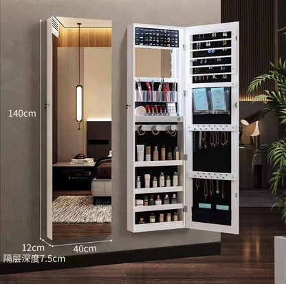 White Vanity Mirror Jewelry Cabinet