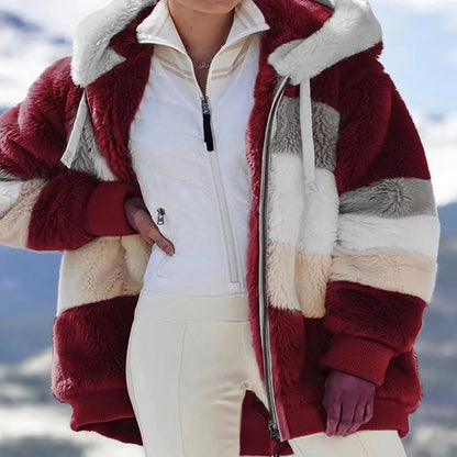 Manteau chaud à capuche zippé pour femme