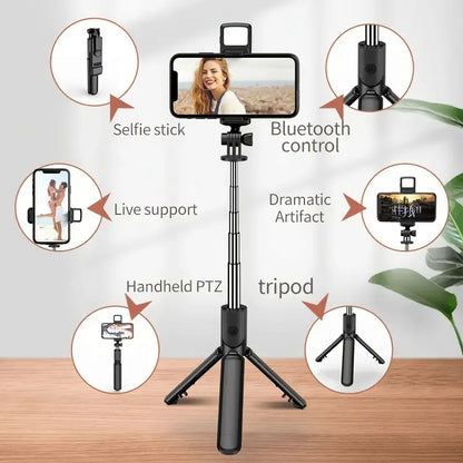 Expandable Portable iPhone Tripod Selfie Stick with Detachable BT Wireless Remote