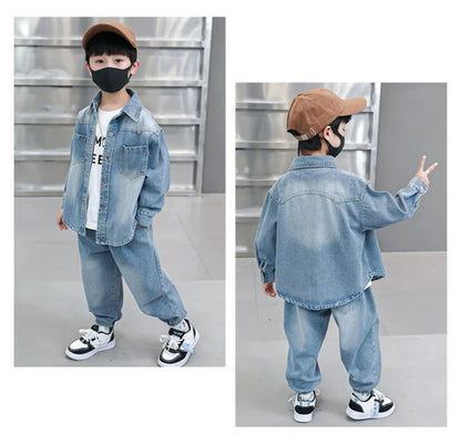 Boys Denim Jacket & Casual Outfit Set