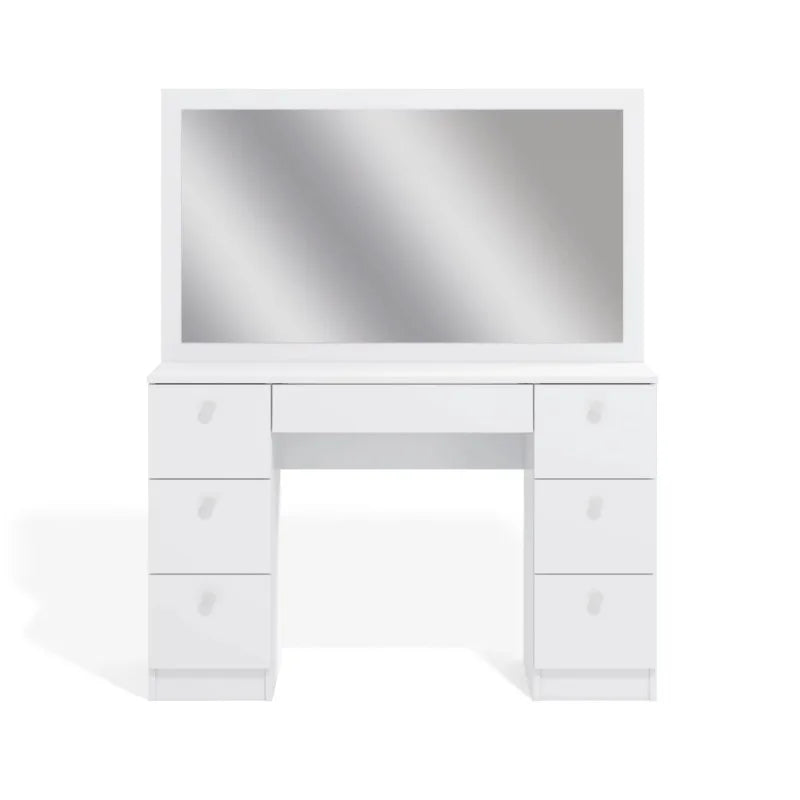 5-Drawers White Wood LED Push-Pull Table