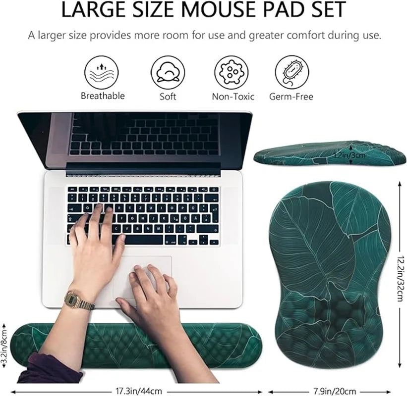 Ergonomic Memory Foam Mouse Pad with Wrist Rest - Pain Relief Support