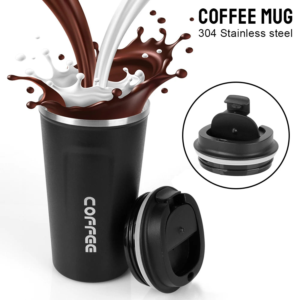 Tasse isotherme à double paroi en acier inoxydable pour voiture – Tasse à café de voyage anti-fuite (380/510 ml)