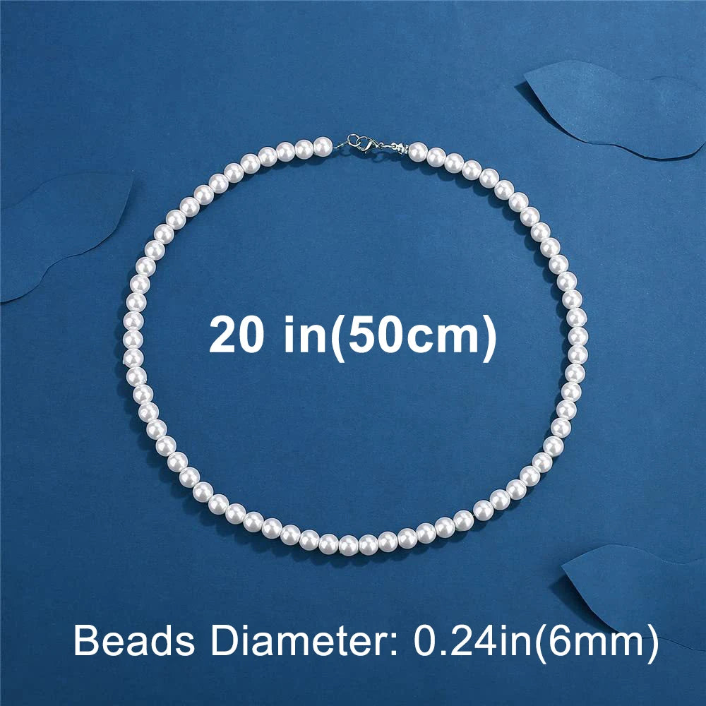 Collier ras du cou en chaîne de perles blanches