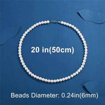 Collier ras du cou en chaîne de perles blanches