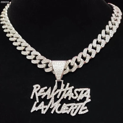 Collier avec pendentif lettre Hip Hop pour hommes et femmes