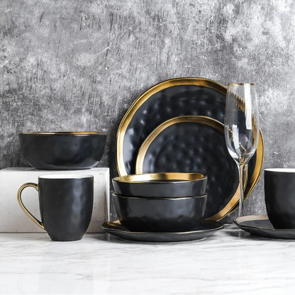 Stone Lain Florian 16-Piece Gold Dinnerware Set