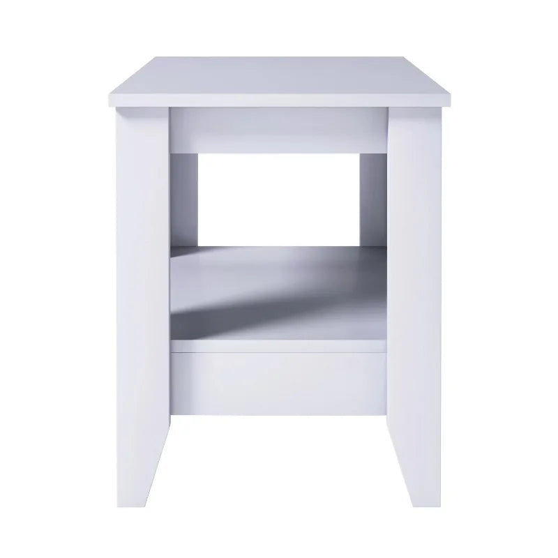 Modern White 2-Tier End Table