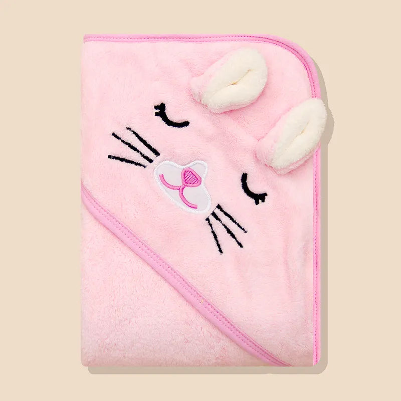 Serviette de bain à capuche pour bébé en molleton de corail doux